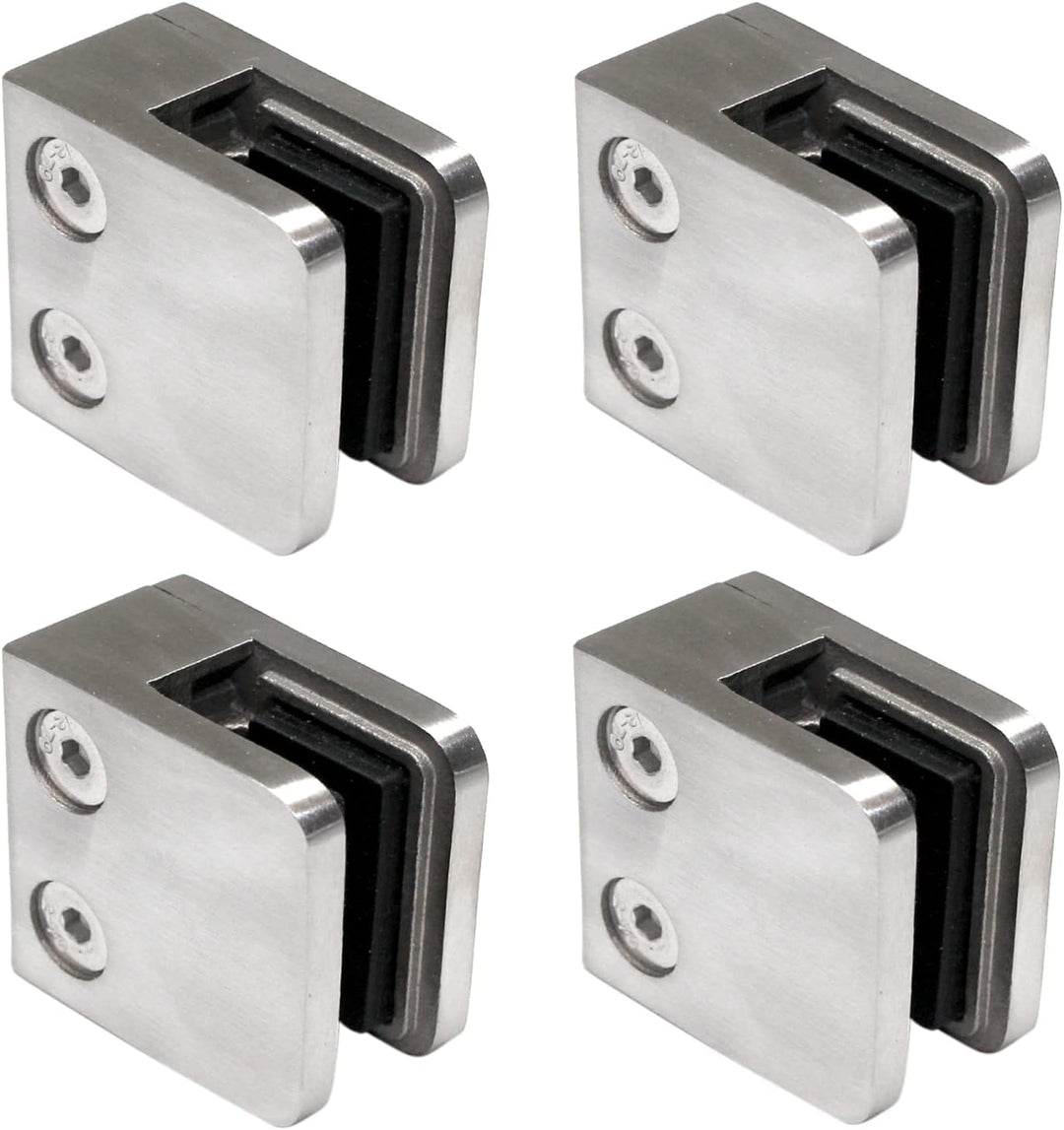 PRIOstahl Glashalter Glasklemmen Abstandhalter Klemmhalter - 4 Stück 45 x 45 x 26 mm Anschluss: Flac