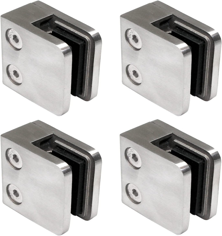PRIOstahl Glashalter Glasklemmen Abstandhalter Klemmhalter - 4 Stück 45 x 45 x 26 mm Anschluss: Flac