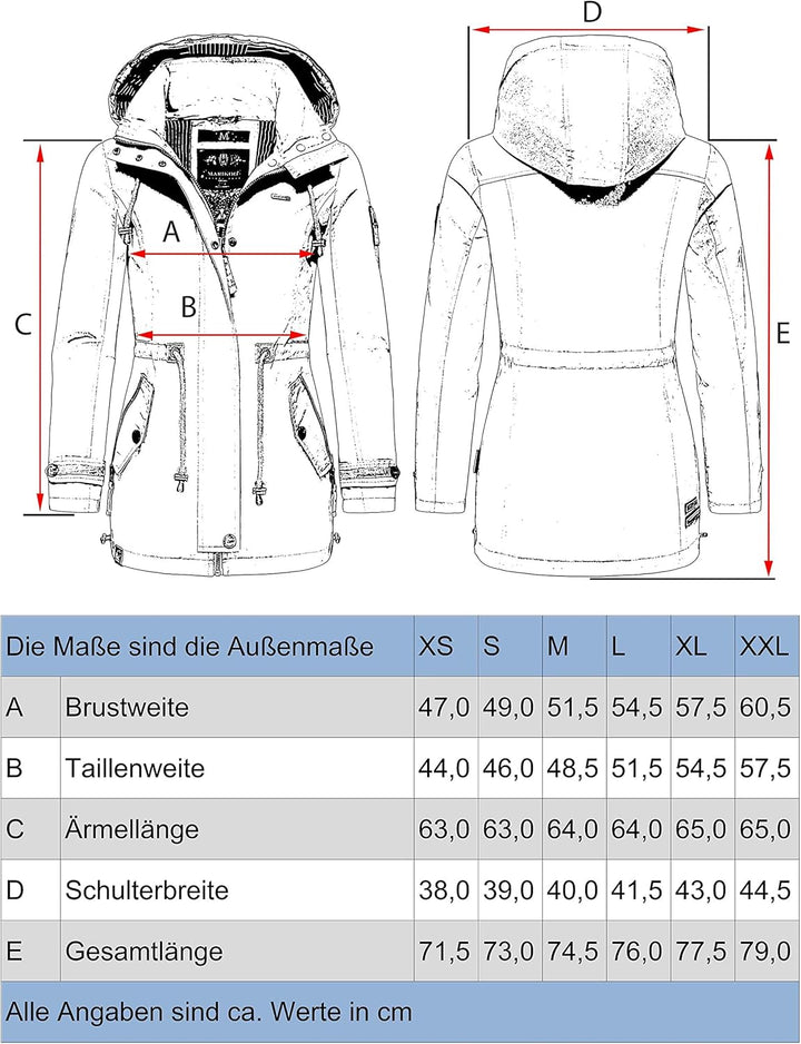 MARIKOO Damen leichte Übergangsjacke Baumwoll-Parka mit Kapuze Nyokoo XS-XXL S Schwarz Dots, S Schwa