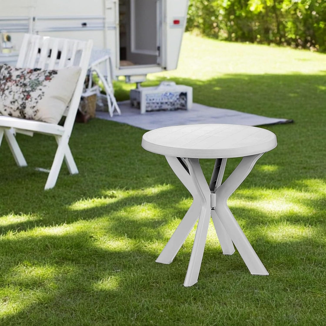 Spetebo Kunststoff Gartentisch rund - 70 cm - Campingtisch im klassischen Design - Balkontisch Terra