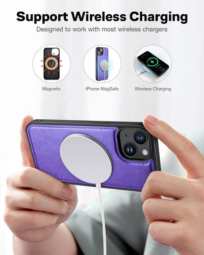 OCASE Hülle iPhone 14 [Abnehmbare magnetische Hülle] [Kabelloses Laden] [Displayschutz] [Kartenfach]