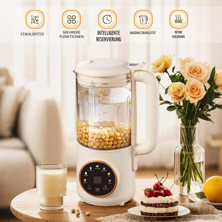 Automatische Pflanzenmilchbereiter,8in1 1400ml Sojamilch Maschine,Sojamilch Hersteller mit 16 Klinge