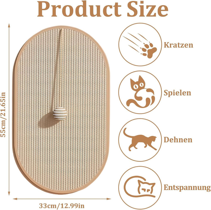 1 Stück Katzen-Kratzwand Set – Selbstklebende Kratzbrett Wand Aus Sisal, 55×33 cm Wasser­Tropfen-Des
