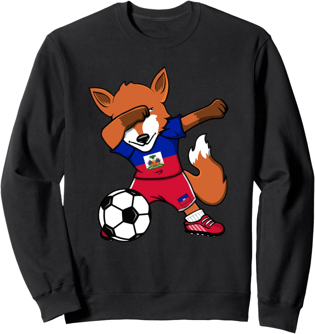 Dab Fuchs Fox Haiti Fussball Mannschaft Haitianische Flagge Sweatshirt