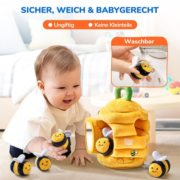 JoyCat Baby Spielzeug 6-12 Monate, Sensorik Spielzeug Baby Bienenstock mit 5 Bienen Spielzeug, Rasse