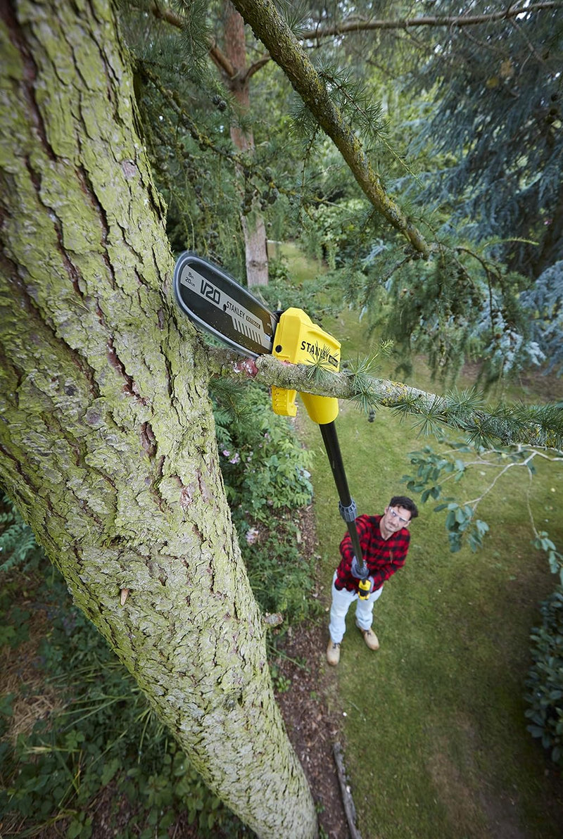 STANLEY FATMAX SFMCPS620M1-QW Lithium-Akku-Kettensäge für Baumschnitt, Länge Stange und Schnittkapaz