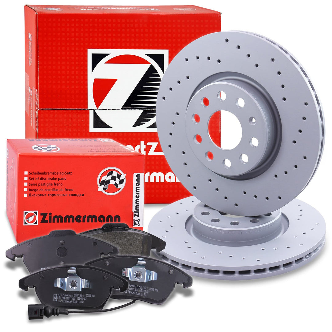 ZIMMERMANN Bremsenset Vorderachse inkl. Gelochte Bremsscheiben Belüftet Ø 312 312 mm + Bremsbeläge v