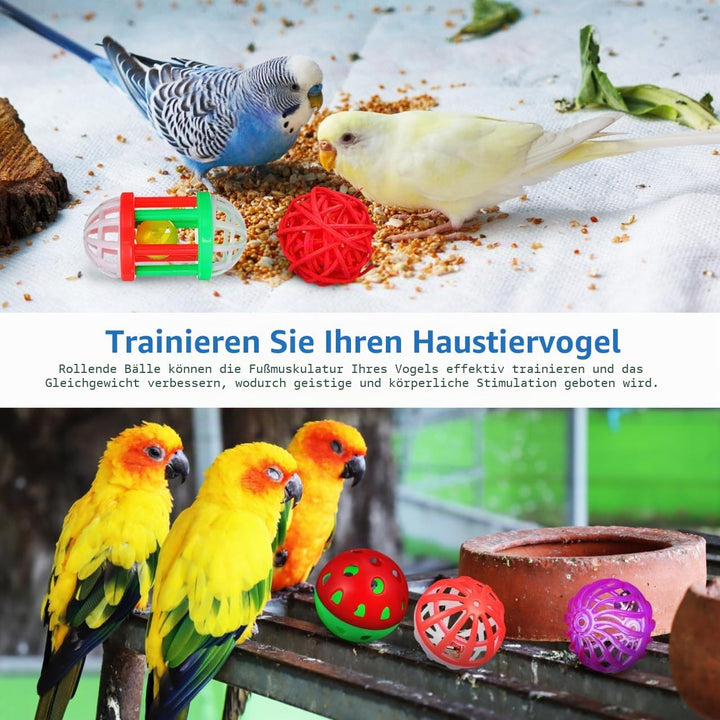 12 StüCk Vogelspielzeug FutterbäLle Mit GlöCkchen FüR Papageien Sittiche Und Finken Kauspielzeug Und