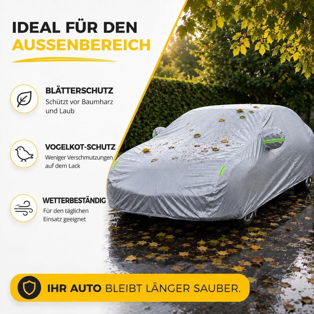 Universale Autoschutzhülle - Autoabdeckung - wasserdichte Autoplane für PKW/KFZ – Car Cover in Silbe
