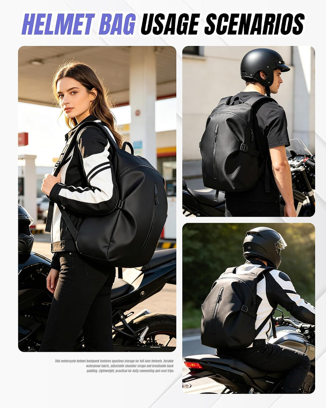 HYC00 Motorrad Rucksack für Herren Damen Wasserdicht Gross Motorradrucksack | Helm Rucksack Motorcyc