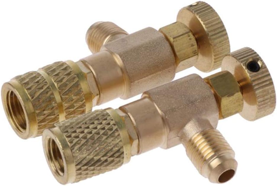 2 Stück Kältefüller Sicherheitsventil Schnellkupplung Klimaanlage R410A R22 Adapter