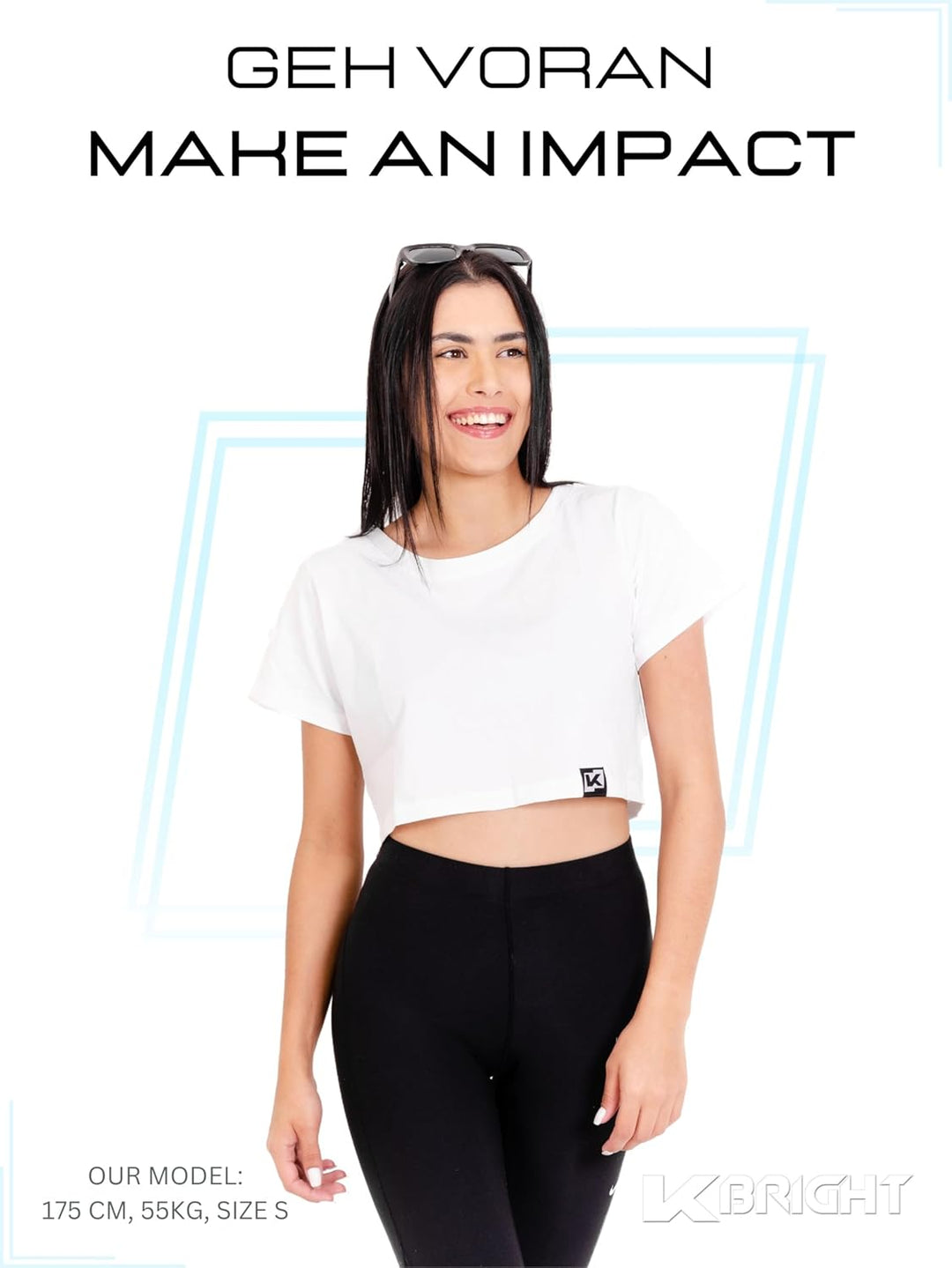 K-BRIGHT Damen Crop Top Kurzarm Basic Nachhaltig Bio Baumwolle Freizeit Sportoberteil Essential Shir