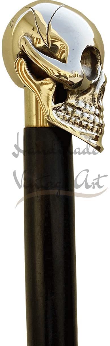 Samara Nautical Gehstock mit Totenkopf-Motiv, aus Holz, Vintage-Design, Schwarz