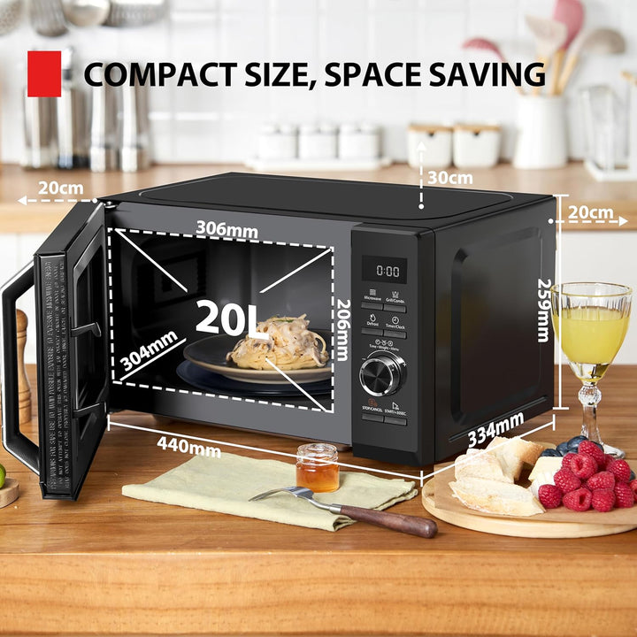 Toshiba MW3-AG20PE(BK) Mikrowellen mit Grill 20L 3-in-1 Mikrowellenherd, Chef-Abtauung, Mikrowelle,
