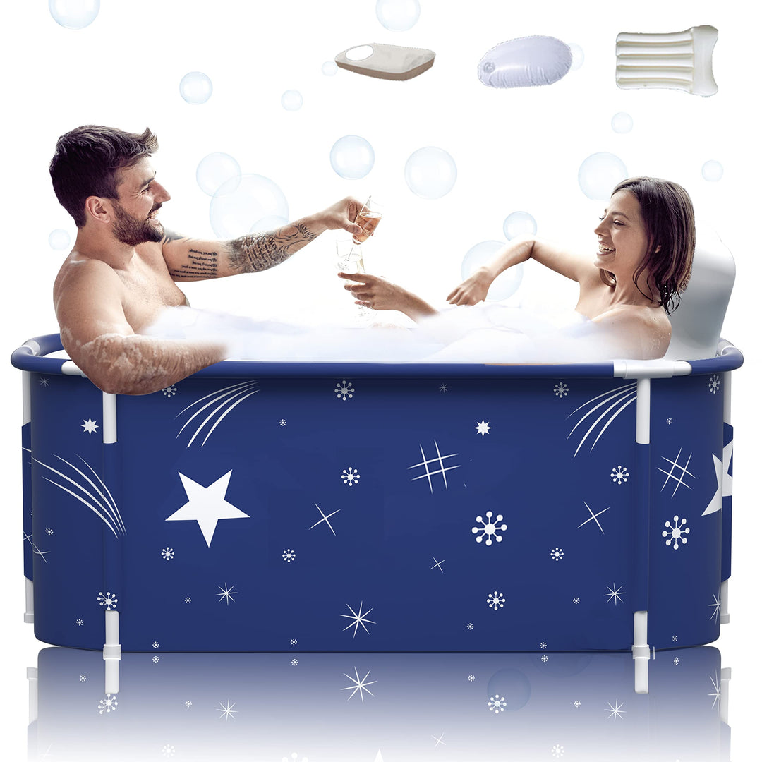 Kiseely 140cm tragbare faltbare Badewanne für 2 Personen, grosse Familie Badewanne für SPA, effizien