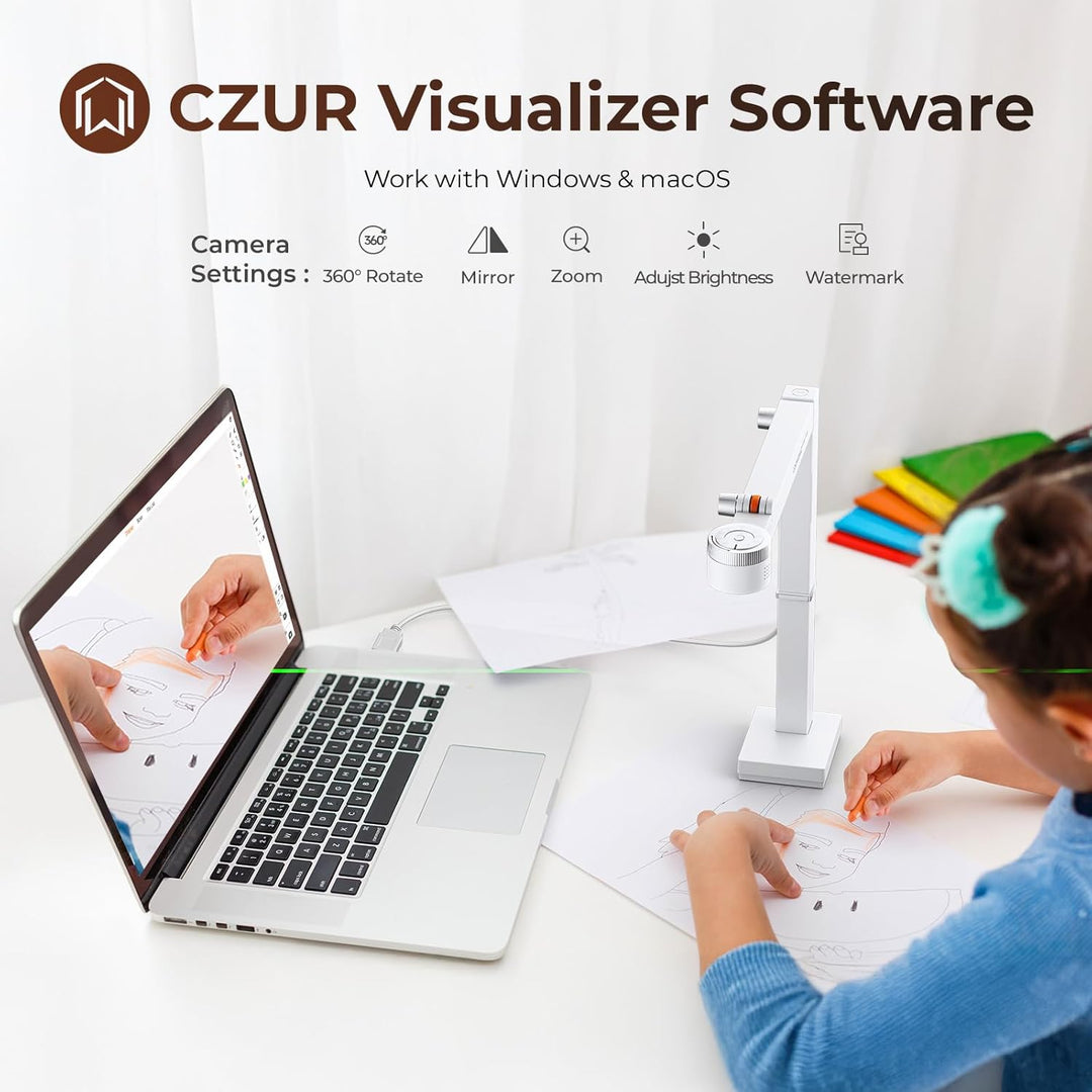 CZUR Fancy S Pro 4K USB-Dokumentenkamera, 12MP Webcam mit LED-Licht und Mikrofon, bis zu 60 fps, Aut