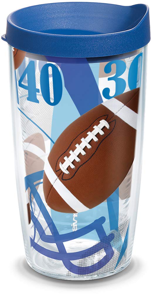 Tervis Becher mit Fussbällen und blauem Deckel, 473 ml