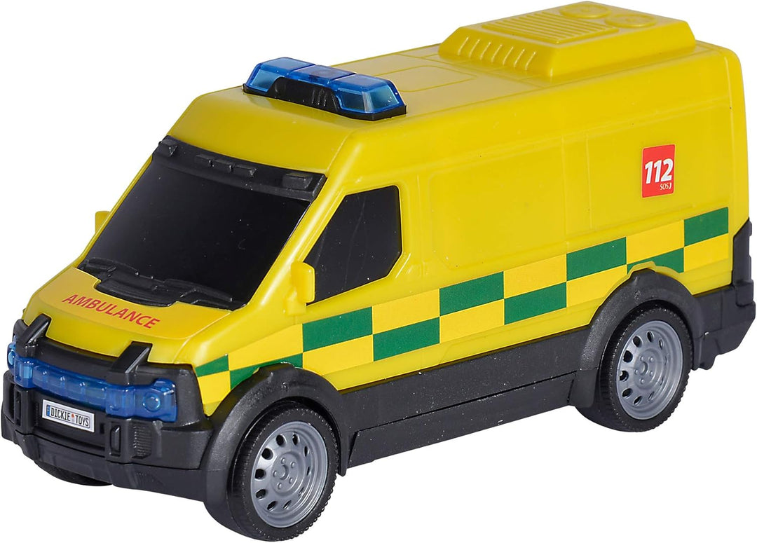 Dickie Toys 203712015014 - SOS Team Set Belgien, Spielzeugauto mit Freilauf, Polizeiauto, Krankenwag