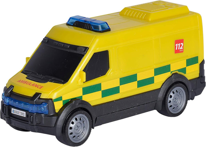 Dickie Toys 203712015014 - SOS Team Set Belgien, Spielzeugauto mit Freilauf, Polizeiauto, Krankenwag