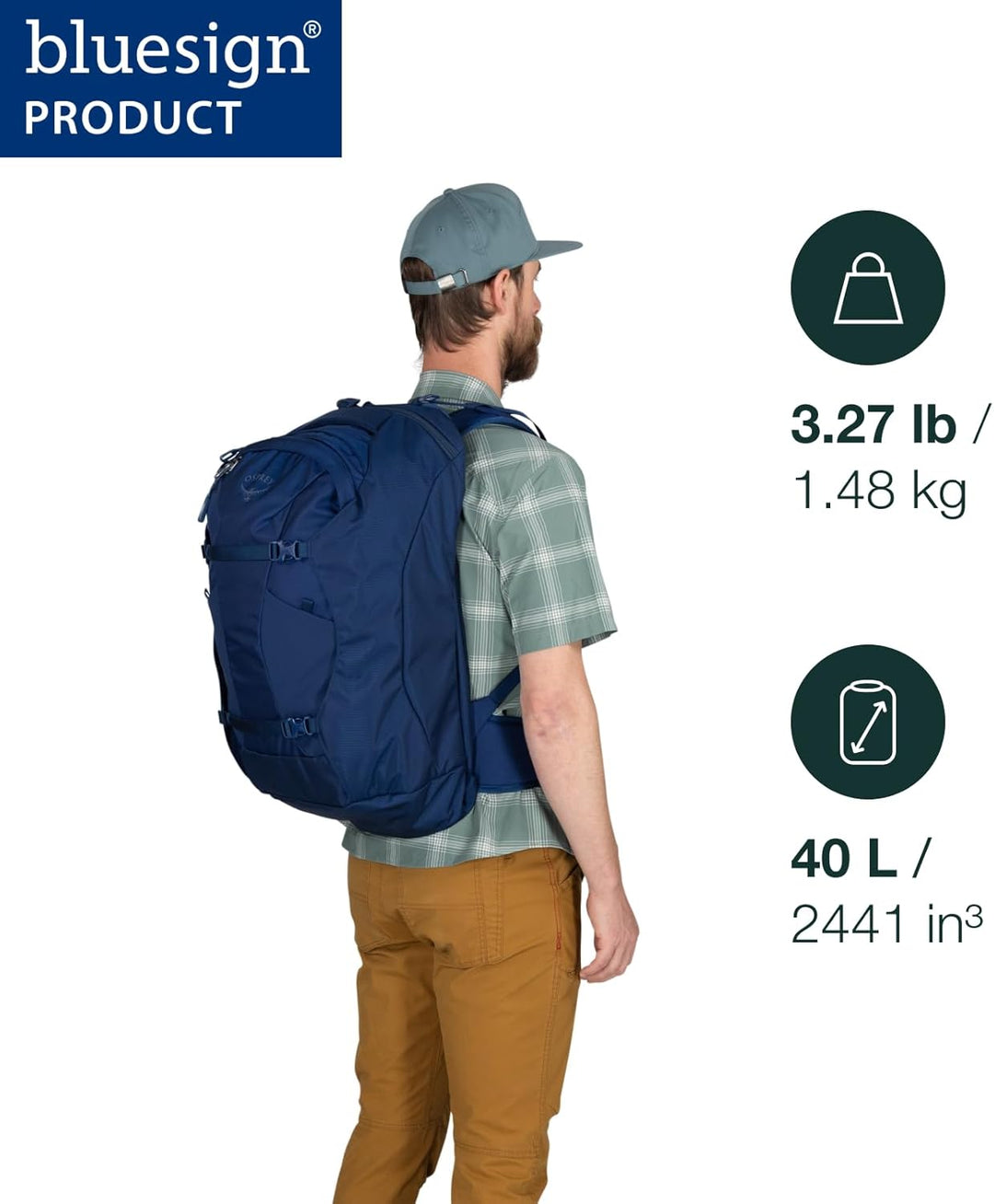 Osprey Herren Farpoint 40 Backpack O/S Tidal Blue, O/S Tidal Blue