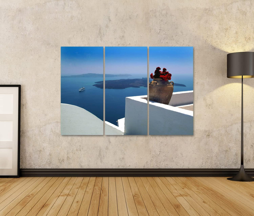islandburner Bild auf Leinwand Santorini Griechenland Bilder Wandbilder Poster Leinwand 130x80cm - 3