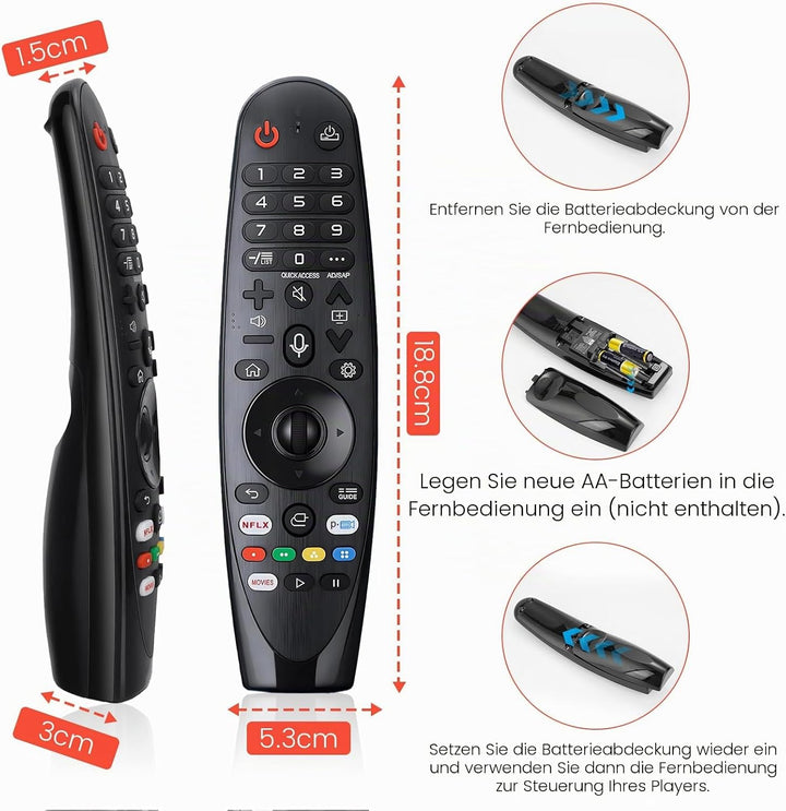 Universal Fernbedienung für LG Fernseher Smart TV OLED NanoCell QNED 4K/8K UHD – Ersatz-Fernbedienun