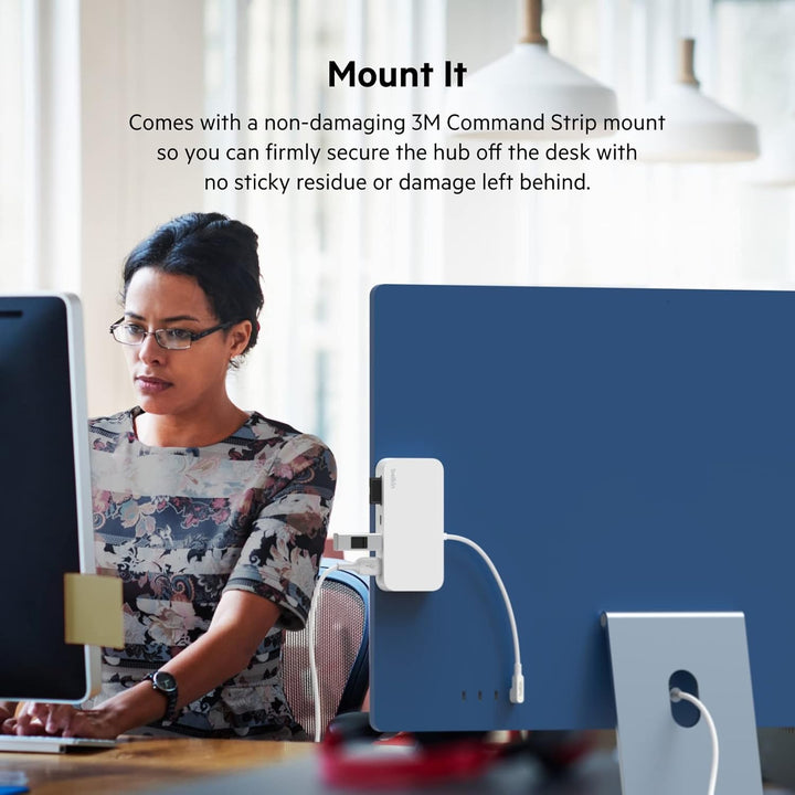 Belkin 6-in-1-USB-C-Hub, rückseitig montierbare Dockingstation für iMac 24″ mit SD-/microSD-Kartenle
