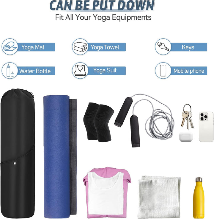 AKOZLIN Yoga Mat Bag with Multi-Functional Storage Pockets, Waterproof Yoga Mat Carrying Bag with Ad
