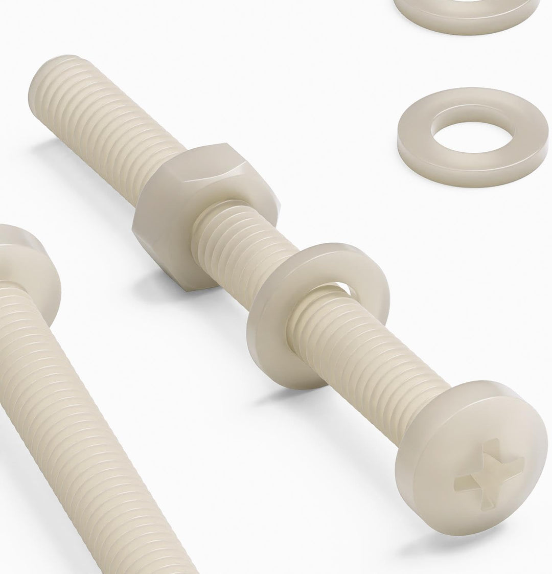 50 x Nylon Flachkopf-, Kreuzkopf-Kunststoff- Maschinenschrauben, M6 x 60mm, Kunststoffschrauben, Mut