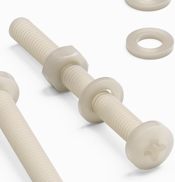 50 x Nylon Flachkopf-, Kreuzkopf-Kunststoff- Maschinenschrauben, M6 x 60mm, Kunststoffschrauben, Mut