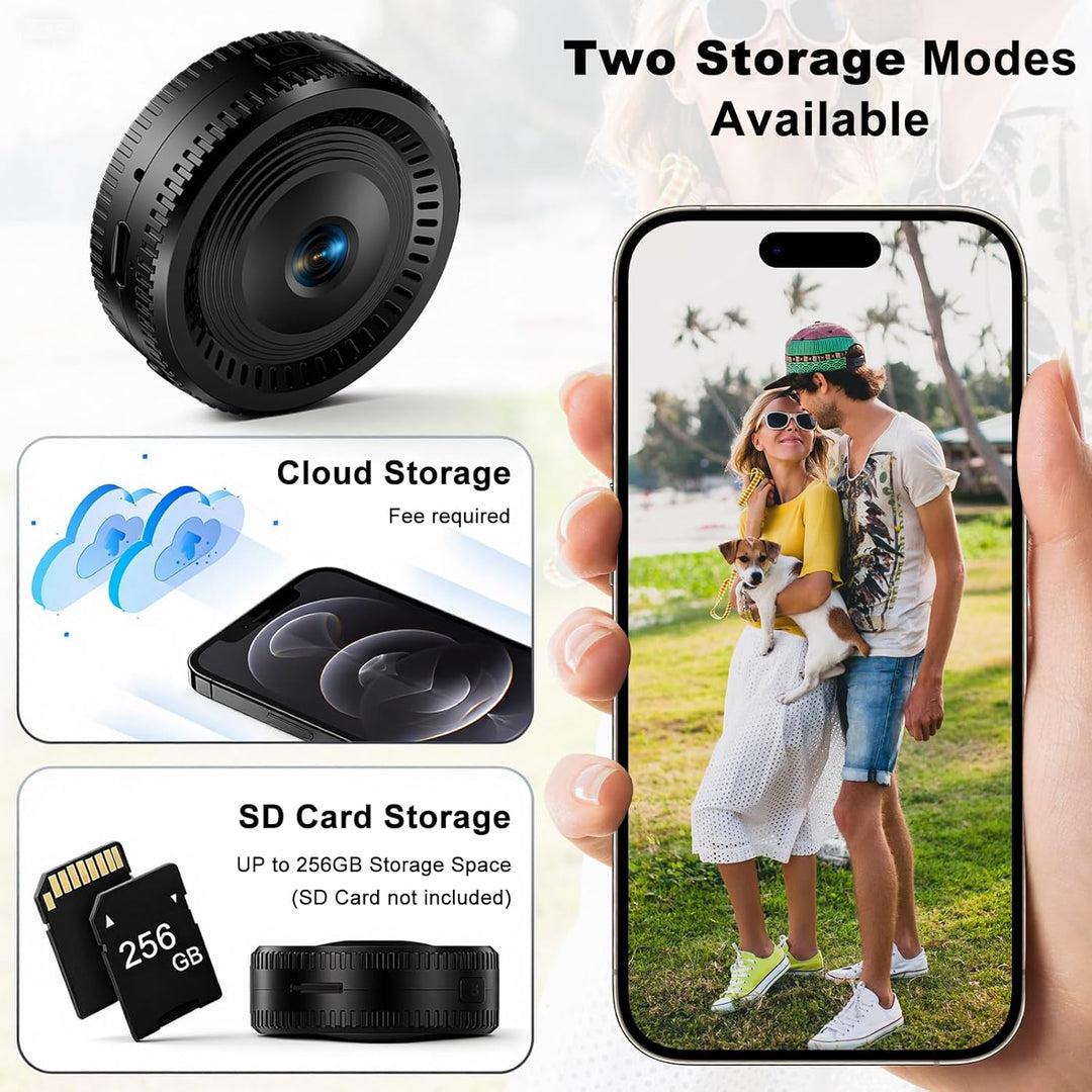 Mini Kamera, 1080P HD WLAN Überwachungskamera Innen 180° drehbarem Objektiv, für Live Übertragung Ha