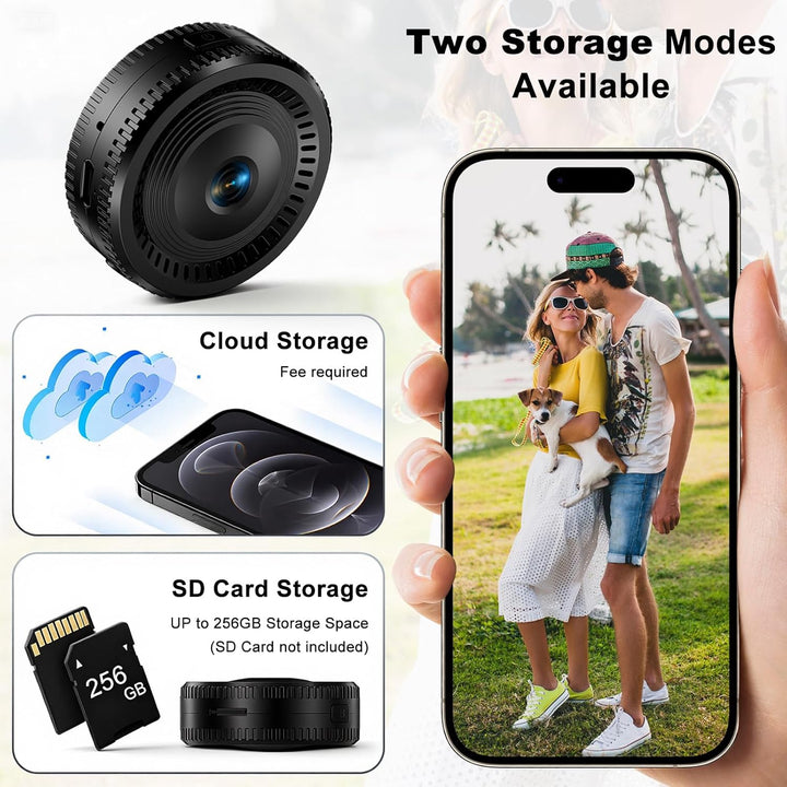 Mini Kamera, 1080P HD WLAN Überwachungskamera Innen 180° drehbarem Objektiv, für Live Übertragung Ha