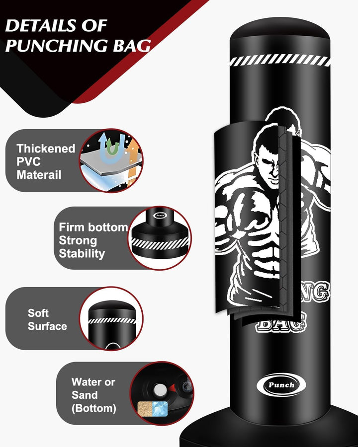 Boxsack Stehend Erwachsene, 180cm Freistehend Boxing Bag Aufblasbare Stehender Boxsack Kickboxing Ta