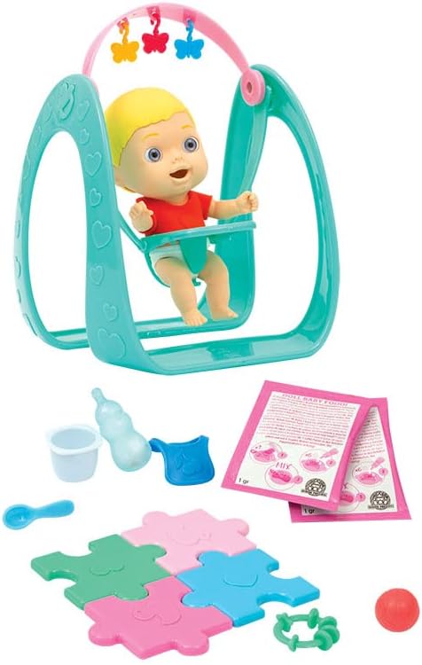 Cicciobello CC000100 Amicci Play Time, süsses Baby Blond mit bunten Windeln, Mini-Figur mit Zubehör,