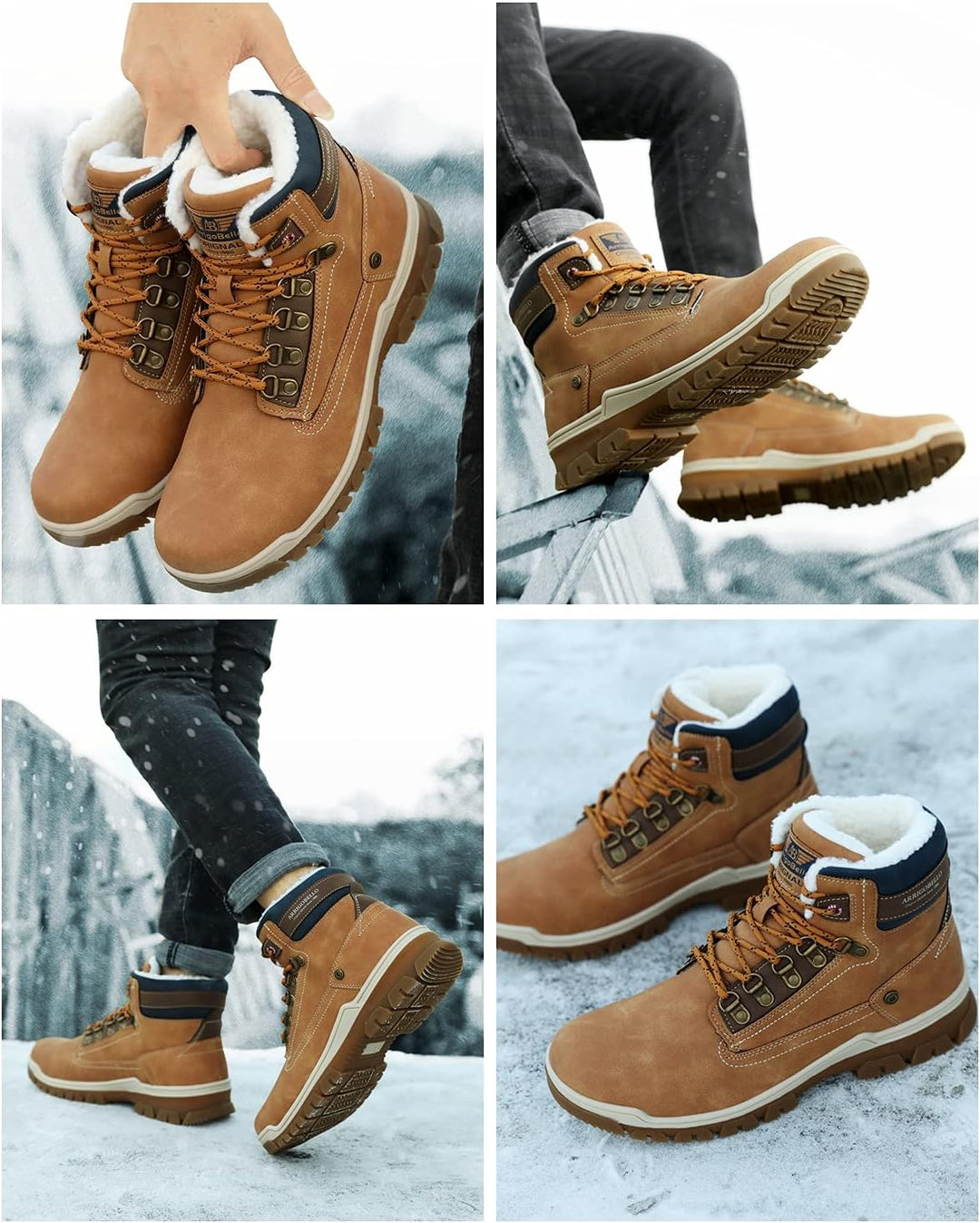 ARRIGO BELLO Winterstiefel Herren Winterschuhe Gefüttert Rutschfeste Warm Stiefel Gemütlich Trekking