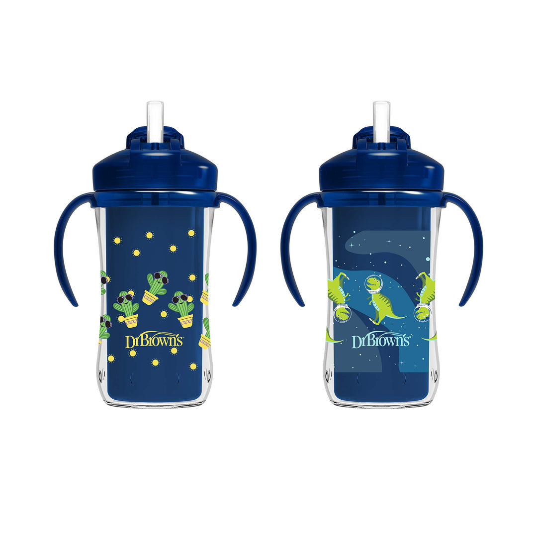Dr. Brown's Milestones Isolier-Trinkhalm-Becher, Blau, 2 Stück Blau Straw Cup, Blau Straw Cup