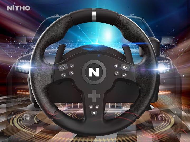 NITHO Drive Pro V200 Lenkrad mit Pedalen und Schalthebel, Gaming-Rennlenkrad für PC, PS4, Xbox One,