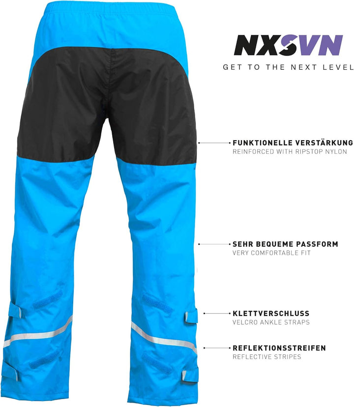 Rubberneck NXSVN Fahrrad Regenhose Atmungsaktiv, Reflektierend mit 3M Reflektoren S Blau, S Blau