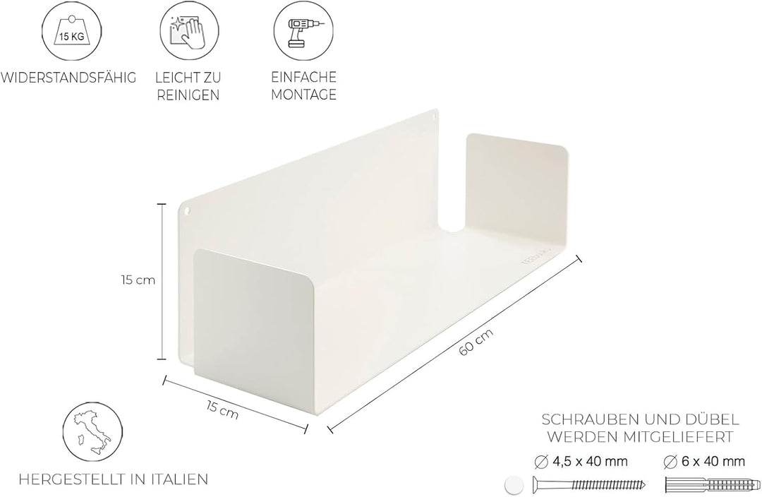 TEEbooks - CD und DVD Regal - 6er Set - Stahl - WEIss - 60x15x15cm Weiss Set mit 6 Regalen Einzigart