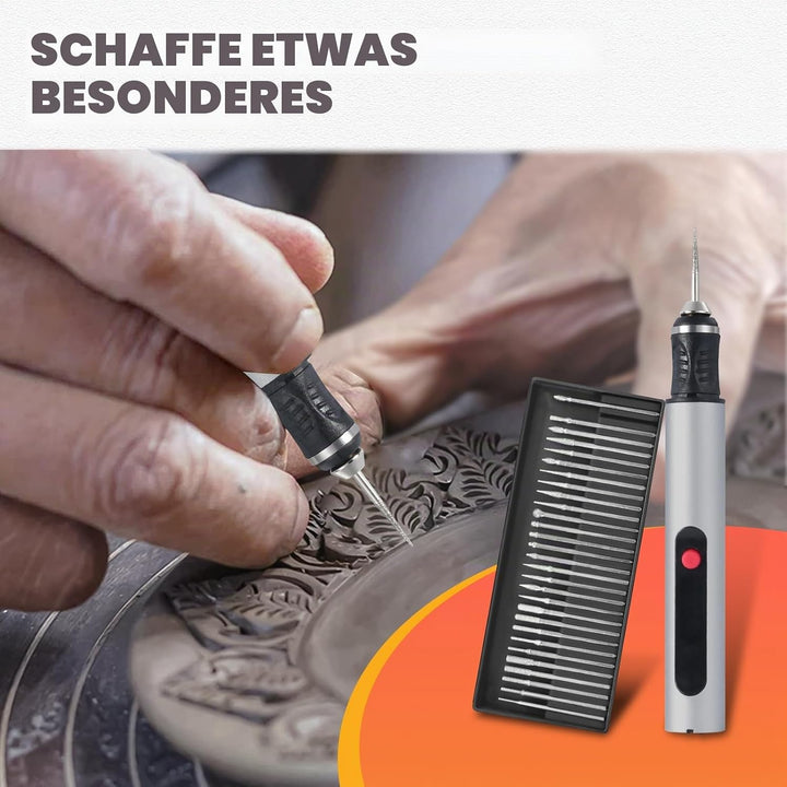 Elektrisches Graviergerät für Glas &amp; Holz, Glasgravur Set zum Gläser Gravieren, Mini Fräser Gravurse