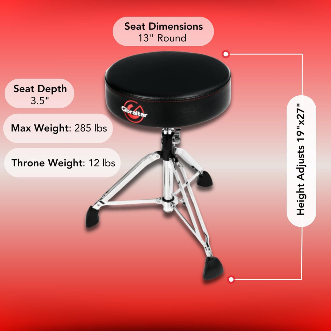Gibraltar Schlagzeughocker 9000 Series - 9608E Durchmesser 35 cm, Polsterung 9,5 cm, doppelstrebige
