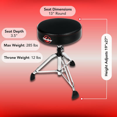 Gibraltar Schlagzeughocker 9000 Series - 9608E Durchmesser 35 cm, Polsterung 9,5 cm, doppelstrebige