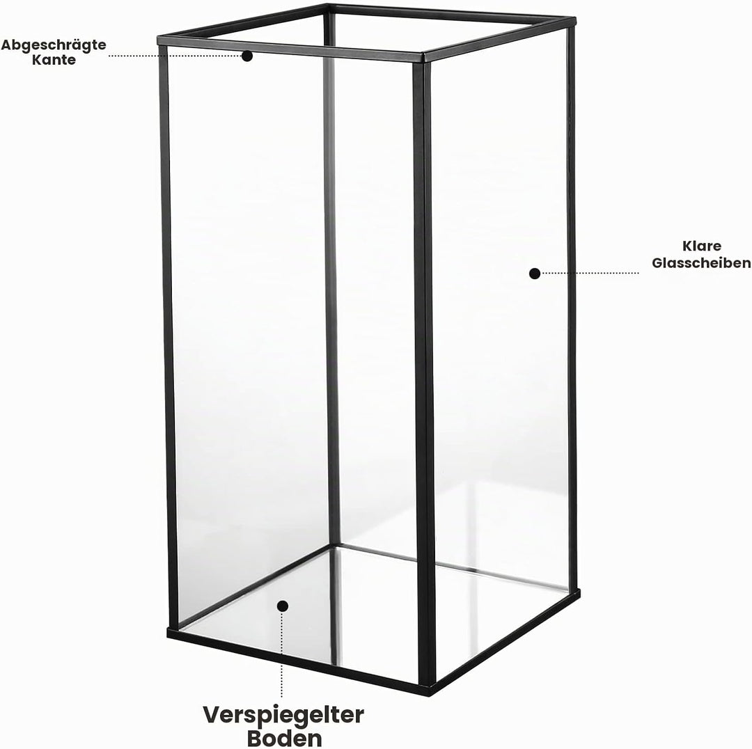 Phosphor Kleiner Hurricane Kerzenhalter Set mit 3 Stück, schwarzes Glas Kerzenhalter für Hochzeit, P