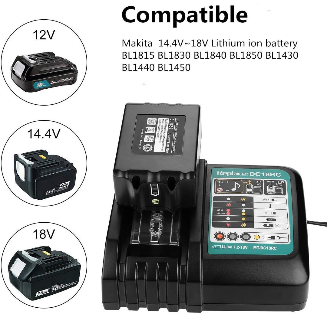 VANTTECH 3A DC18RC Li-Ion Ersatz Ladegerät für Makita 14.4V ~ 18V BL1830 BL1840 BL1850 BL1815 BL1430