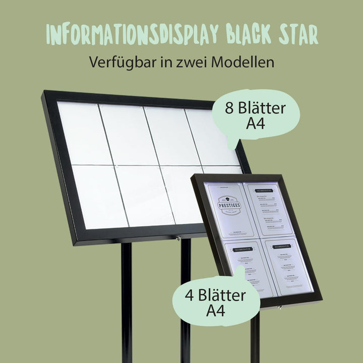 Securit A4 LED Informationsdisplay - weiss/schwarz, 1200(H)x 650(W)x 100(D)mm