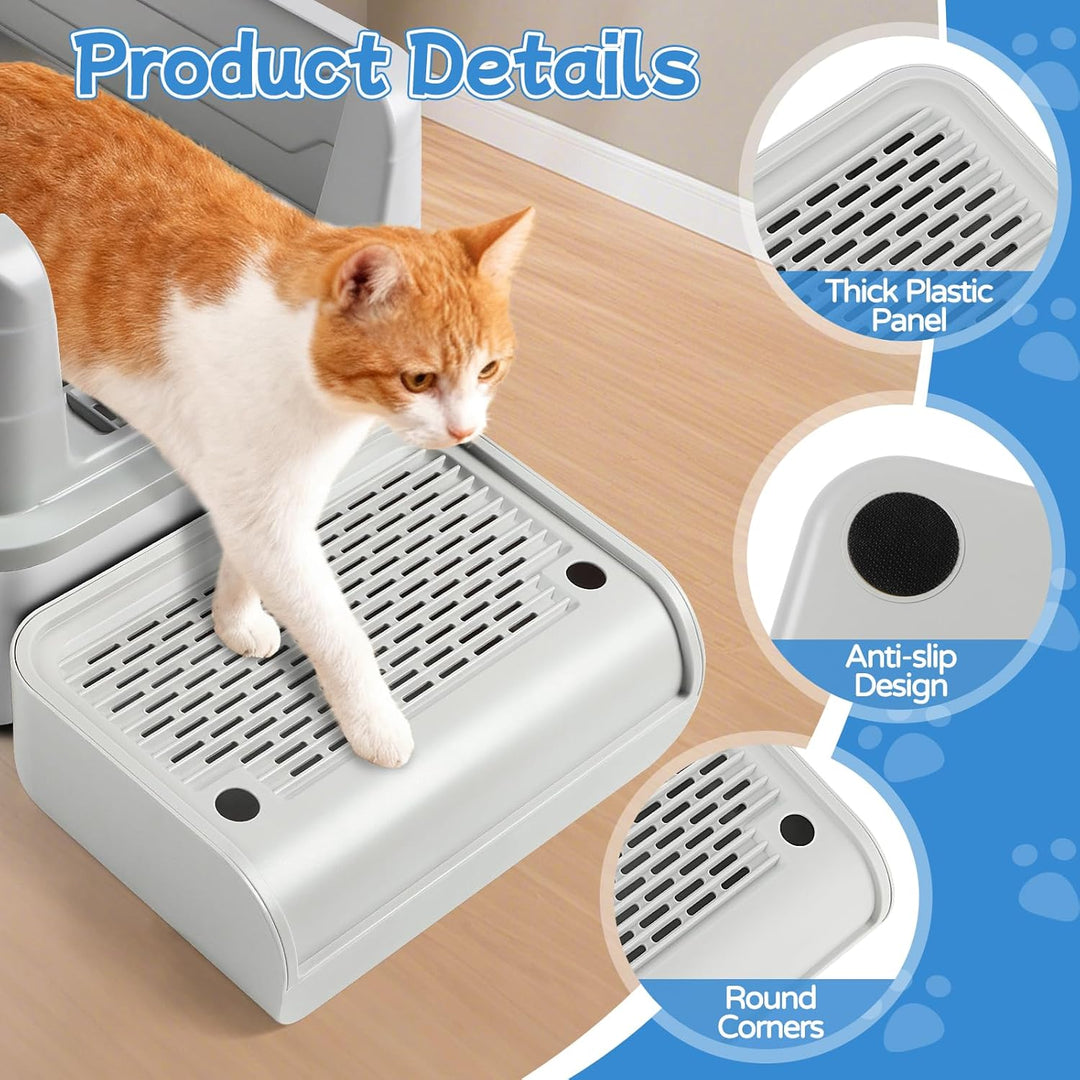 Kalolary 2 Packung Katzenstreu-Rampe mit Filtersystem – rutschfeste Treppe für Katzentoilette, Litte