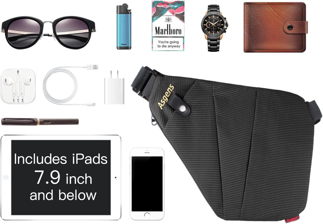 Asgens Crossbody Sport-Brusttasche Praktische Mehrzweck-Sicherheits-Umhängetasche Wasserdichte Umhän