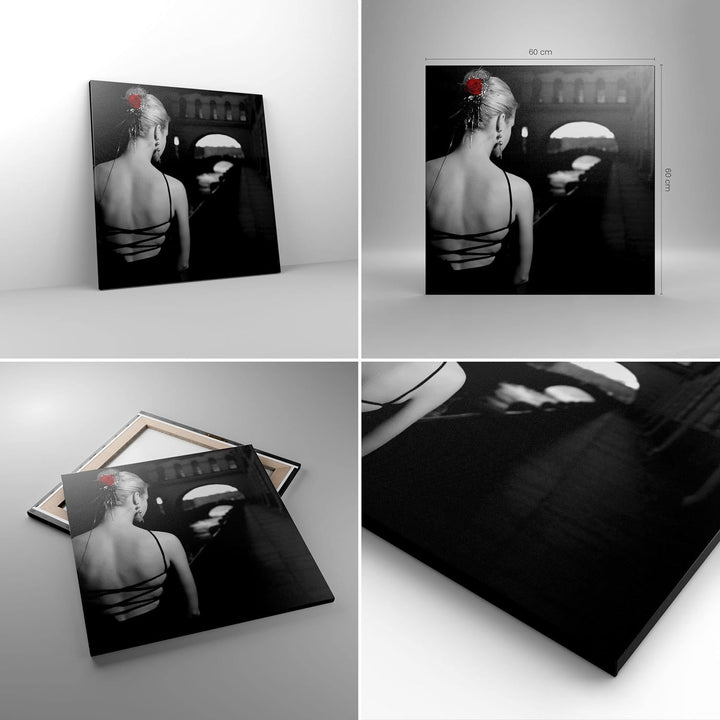 Bilder auf Leinwand Lady Rose Mystery Leinwandbild mit Rahmen 60x60cm Wandbilder Dekoration Wohnzimm