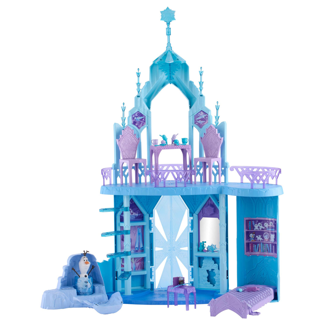 Disney Die Eiskönigin Spielset Elsas Eispalast mit Olaf-Figur, 5 Spielbereiche und 21 Zubehörteile,