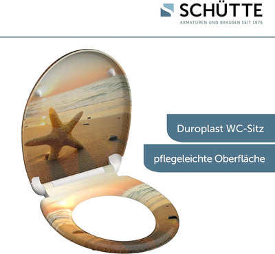 SCHÜTTE WC-Sitz Duroplast SEA STAR, Toilettensitz mit Absenkautomatik und Schnellverschluss für die